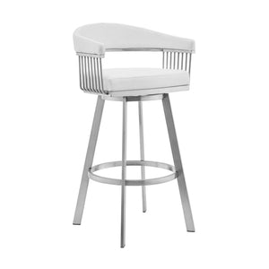 Bronson - Faux Leather And Brushed Stainless Steel Swivel Bar Stool