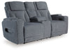 Studio Cave - Power Reclining Loveseat with Console - Steel