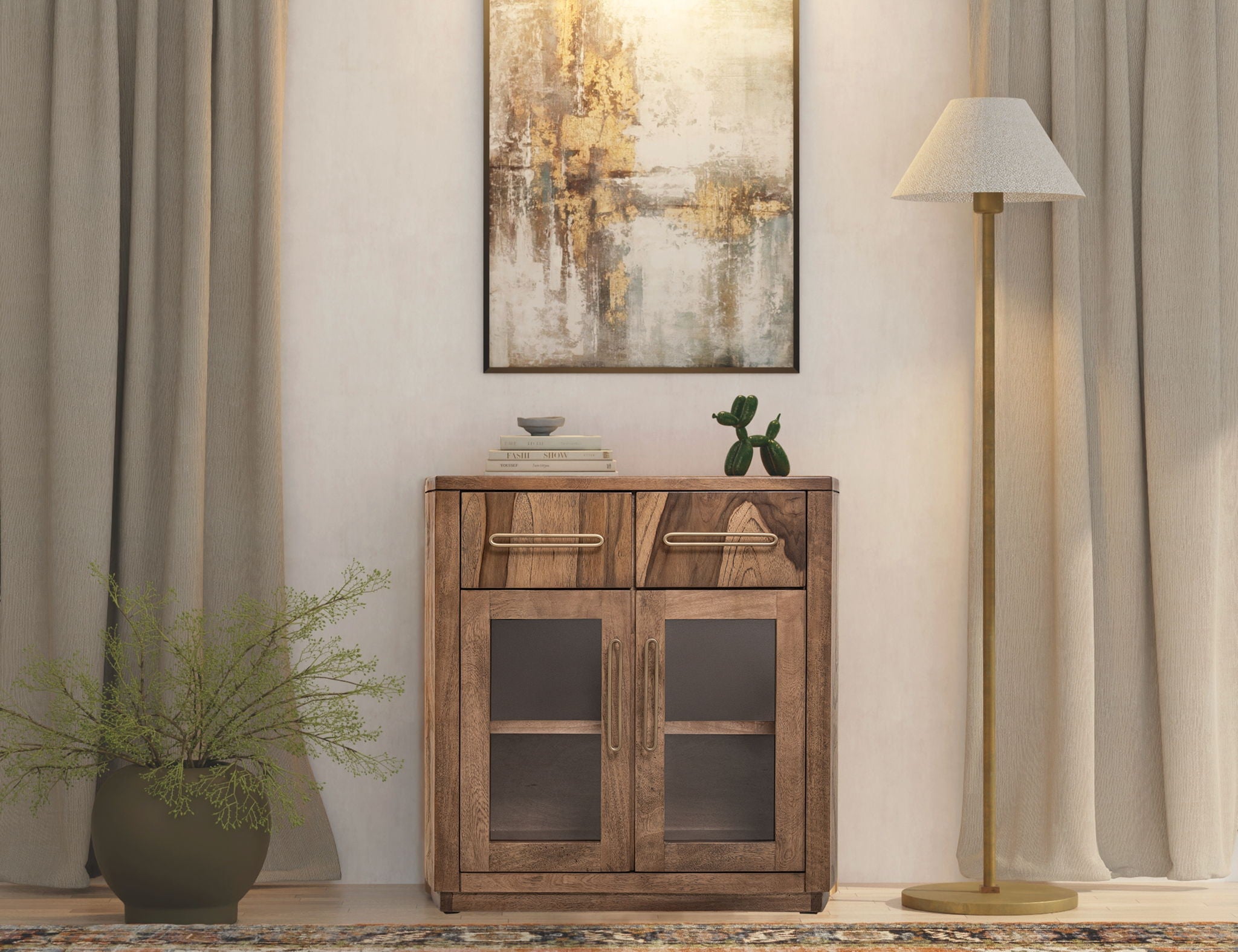 Balam - Server With 2 Drawer & 2 Glass Door - Light Brown