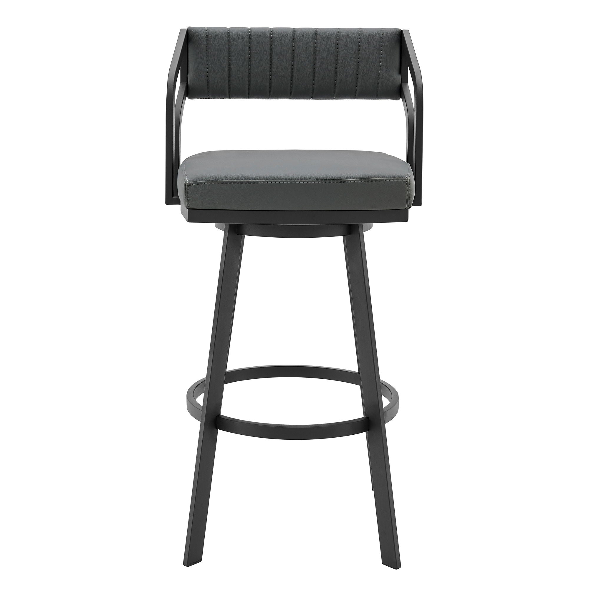 Scranton - 26" Swivel Modern Metal And Faux Leather Barstool - Slate Gray / Black