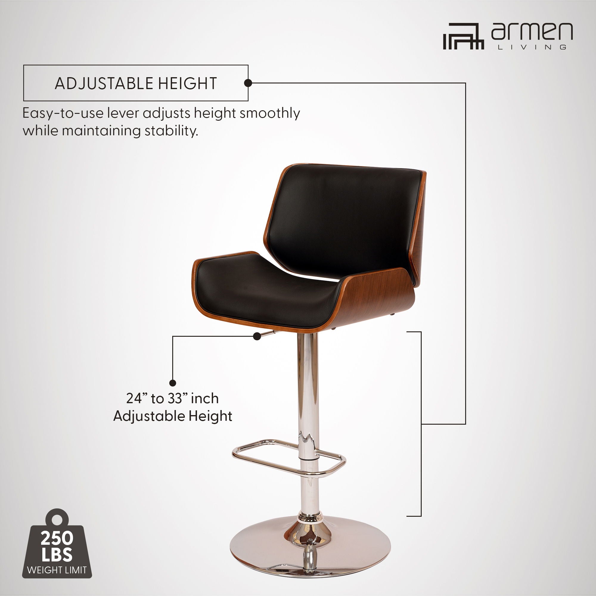 London - Adjustable Height Swivel Bar Stool