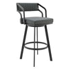 Scranton - 26" Swivel Modern Metal And Faux Leather Barstool - Slate Gray / Black