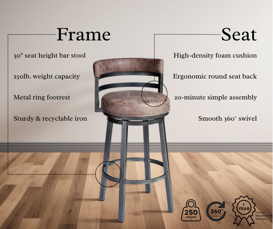 Madrid - Counter Height Swivel Bar Stool - Mineral