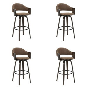 Daxton - Swivel Bar Height Round Back Wood Bar Stool With Faux Leather Seat