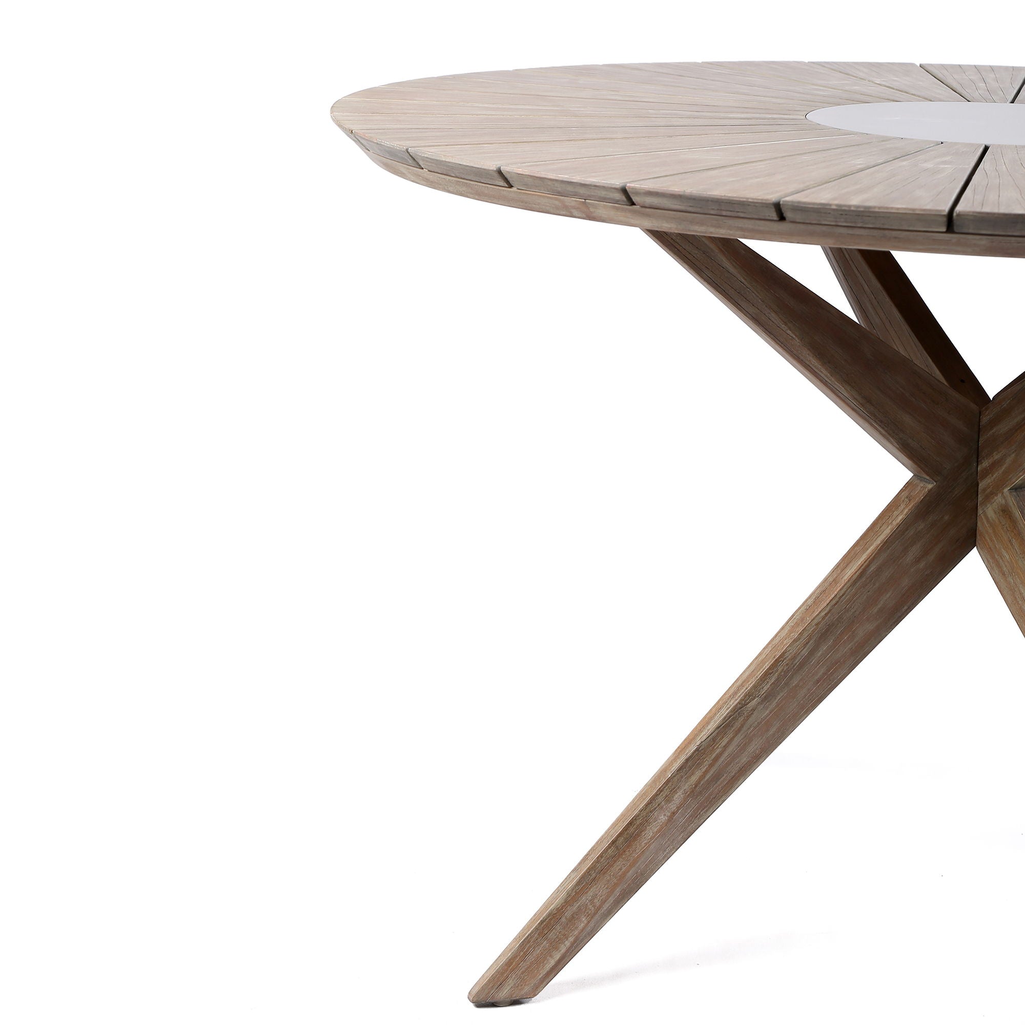 Oasis Santo - 5 Piece Outdoor Patio Round Dining Set - Eucalyptus / Charcoal