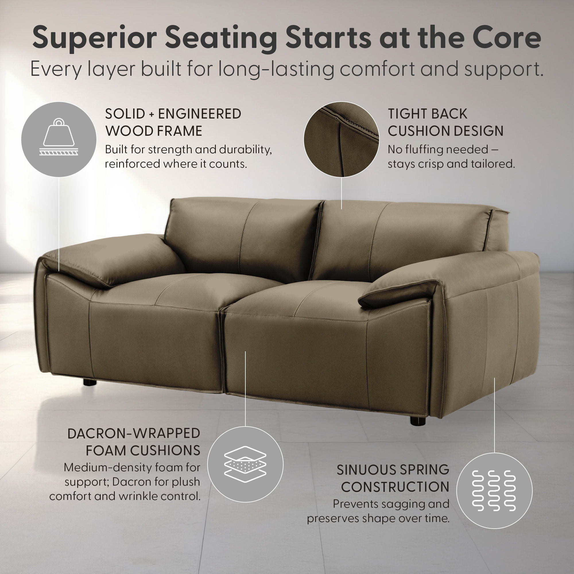 Tanner - Leather Loveseat With Padded Arms