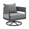 Argiope - Outdoor Patio Swivel Rocking Chair - Gray Aluminum With Cushions