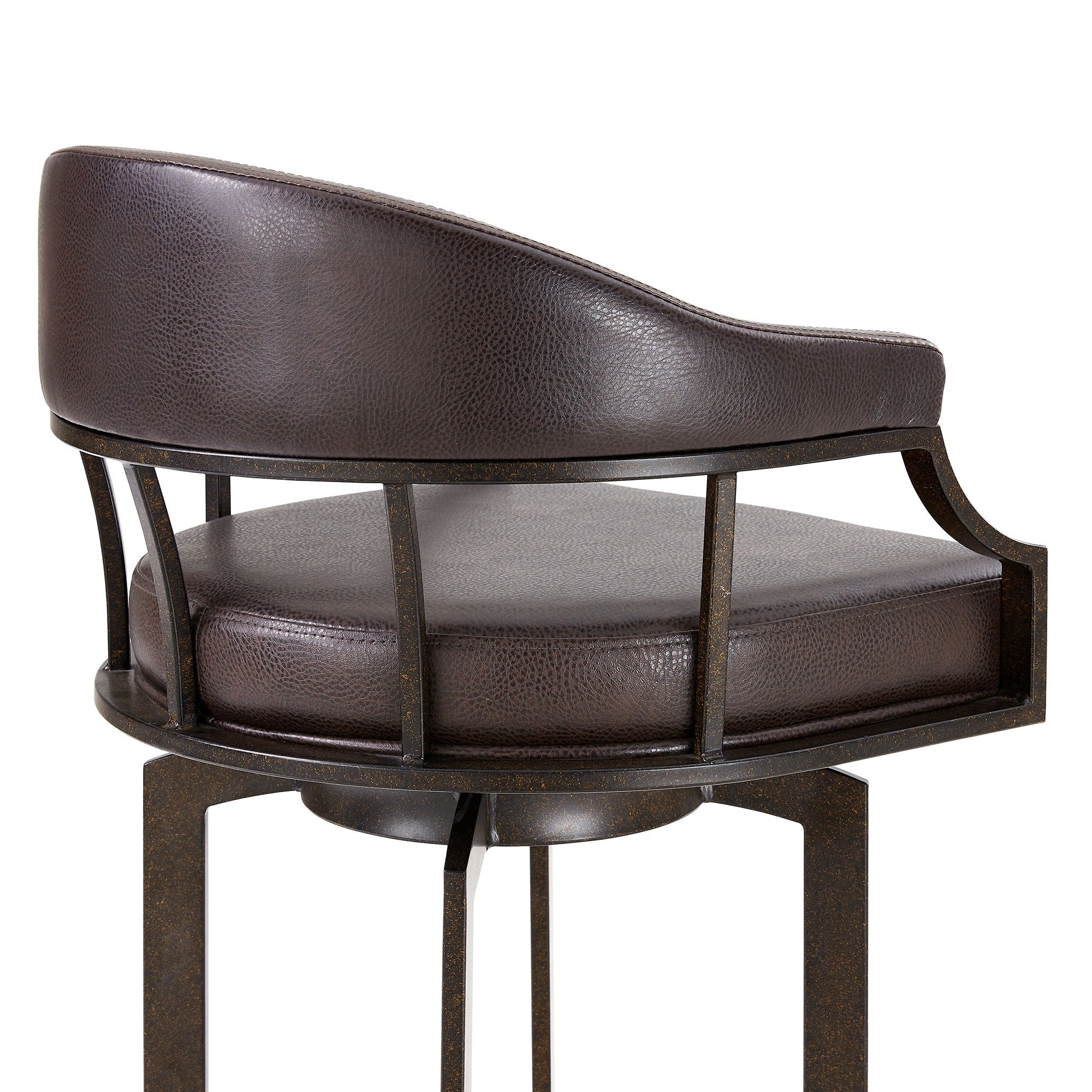 Pharaoh - Swivel Faux Leather Bar Stool - Brown Finish