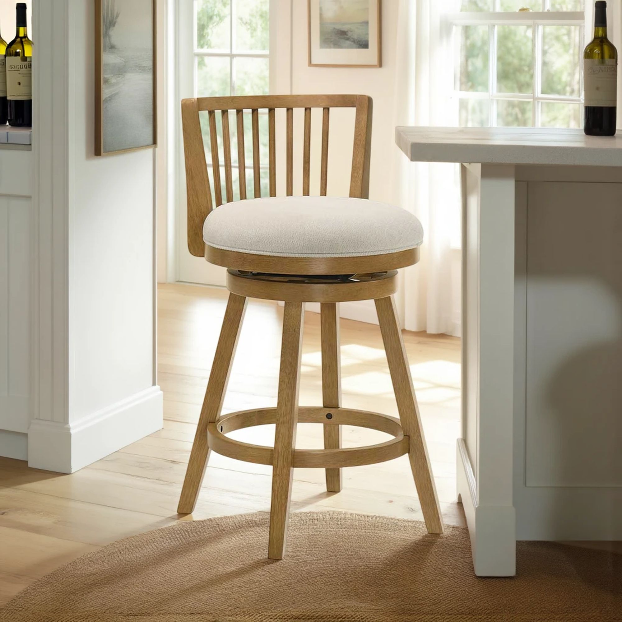 Harper - 30" Amber Glow Bar Height Rubberwood Swivel Barstool