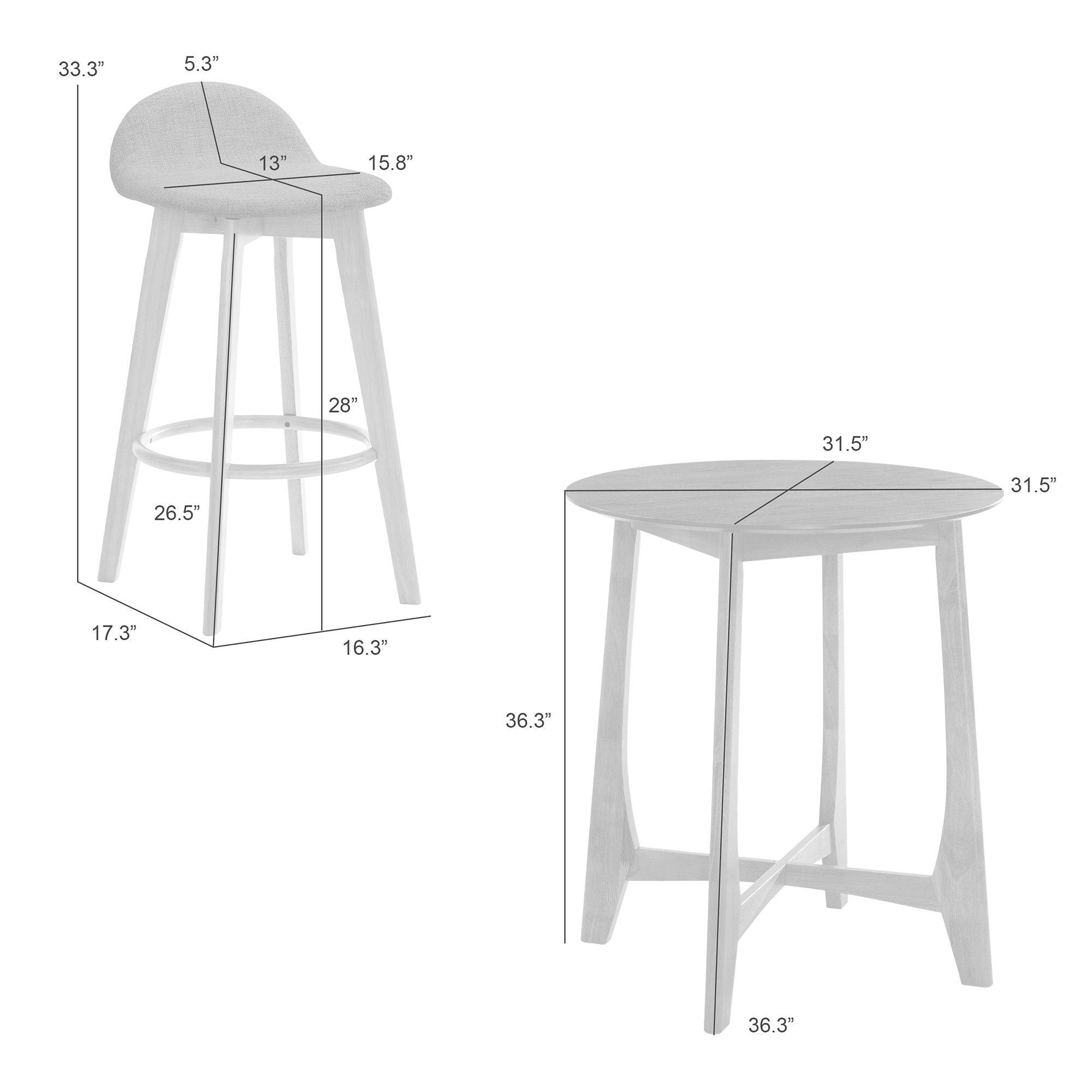 Vera - 5-Piece Wood Bar Set