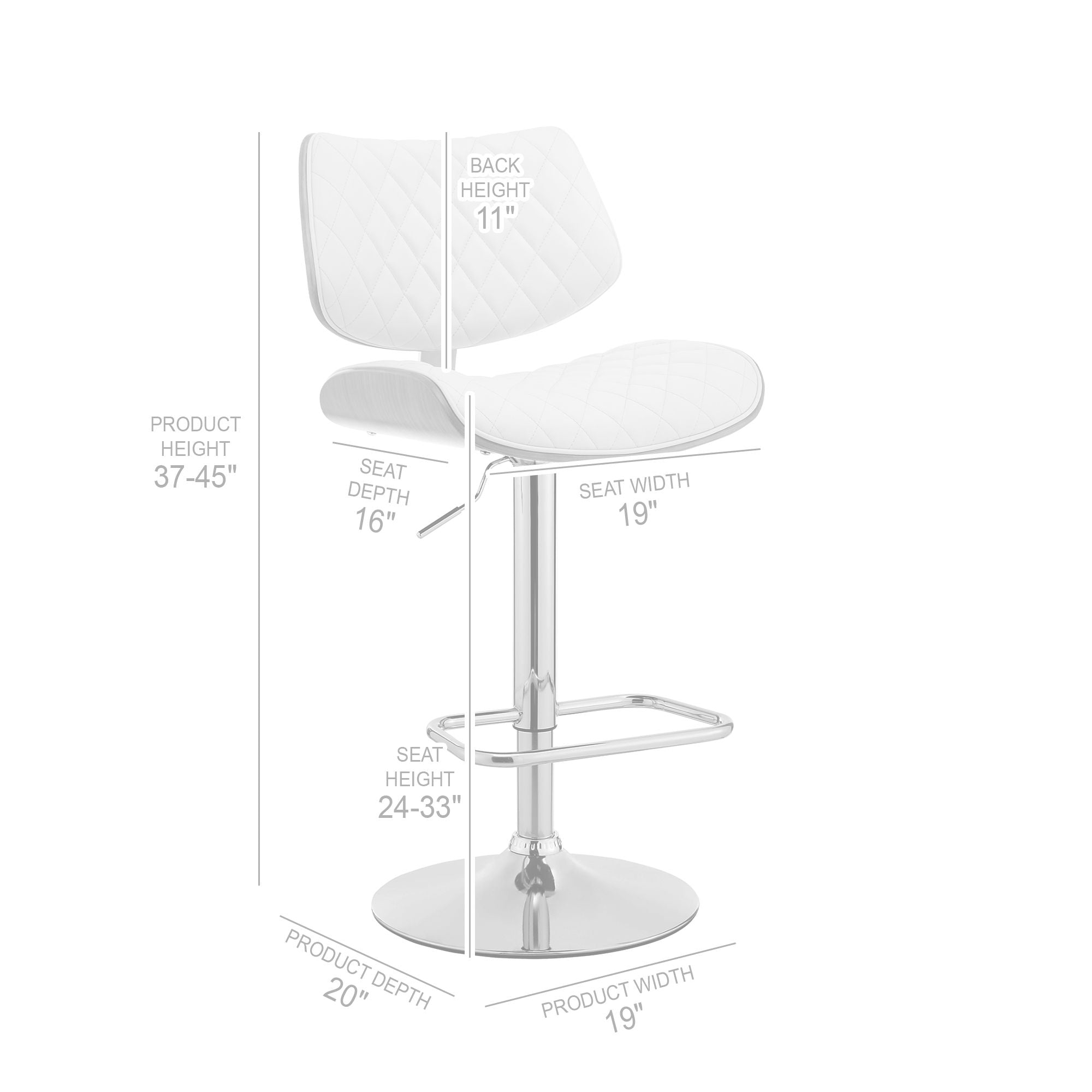 Leland - Adjustable Bar Stool - Gray / Black