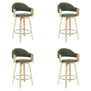 Daxton - Swivel Counter Height Round Back Wood Bar Stool With Faux Leather Seat