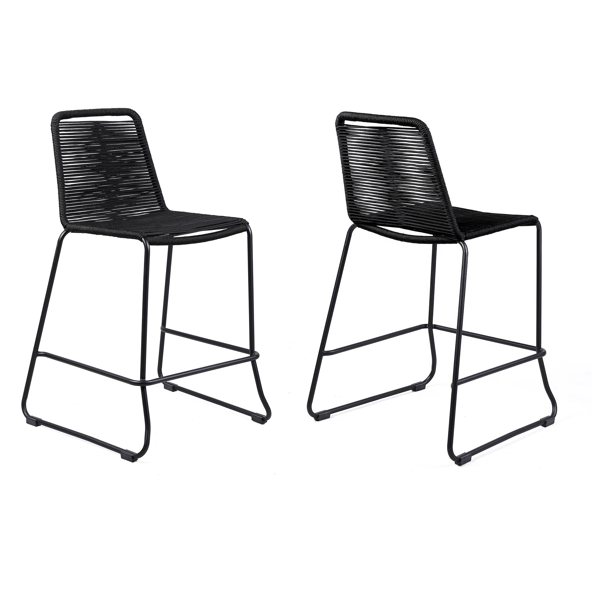 Shasta - 26" Outdoor Metal And Rope Stackable Barstool