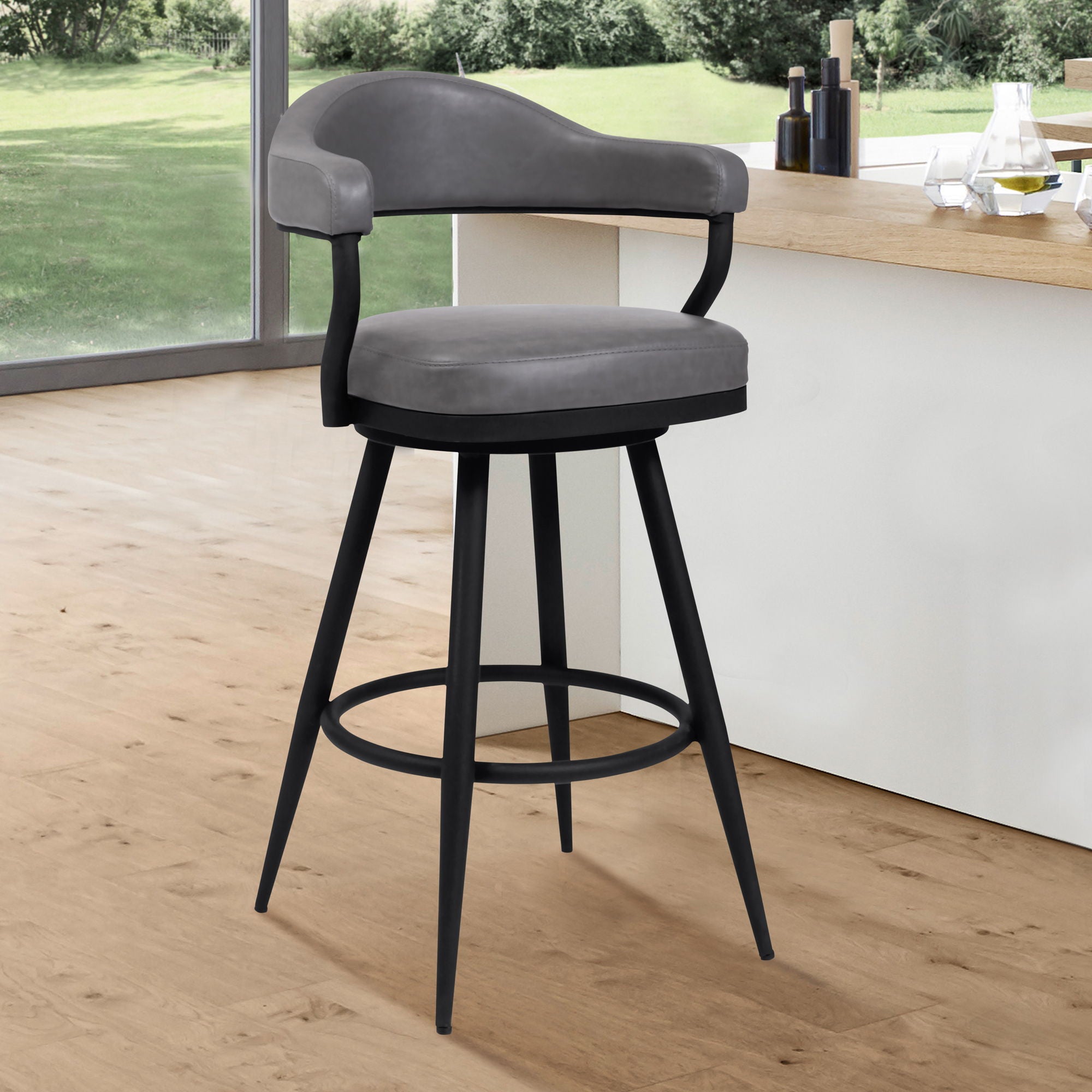 Justin - Swivel Vintage Bar Stool With Metal Legs