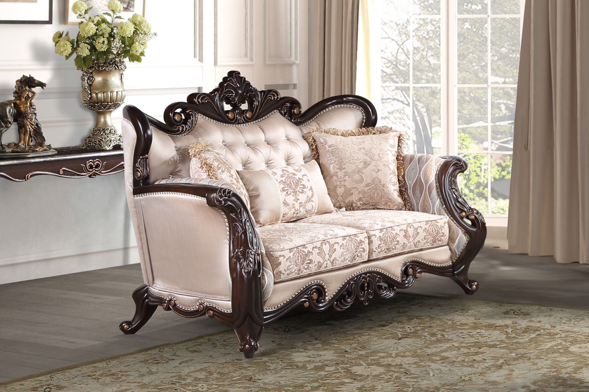 Constantine - Loveseat (KD) - Red / Cherry