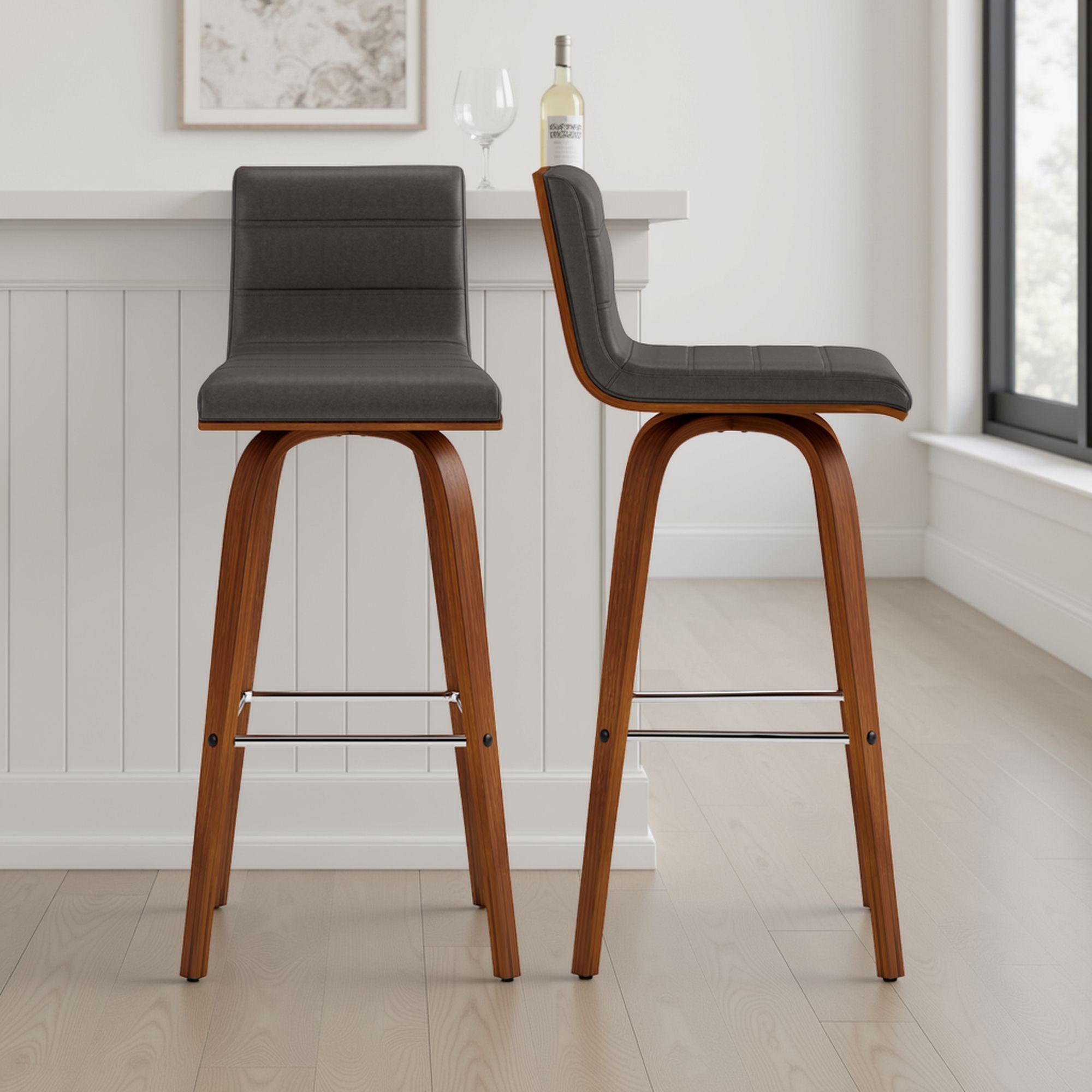 Vienna - 30" Swivel Bar Stool - Walnut Wood