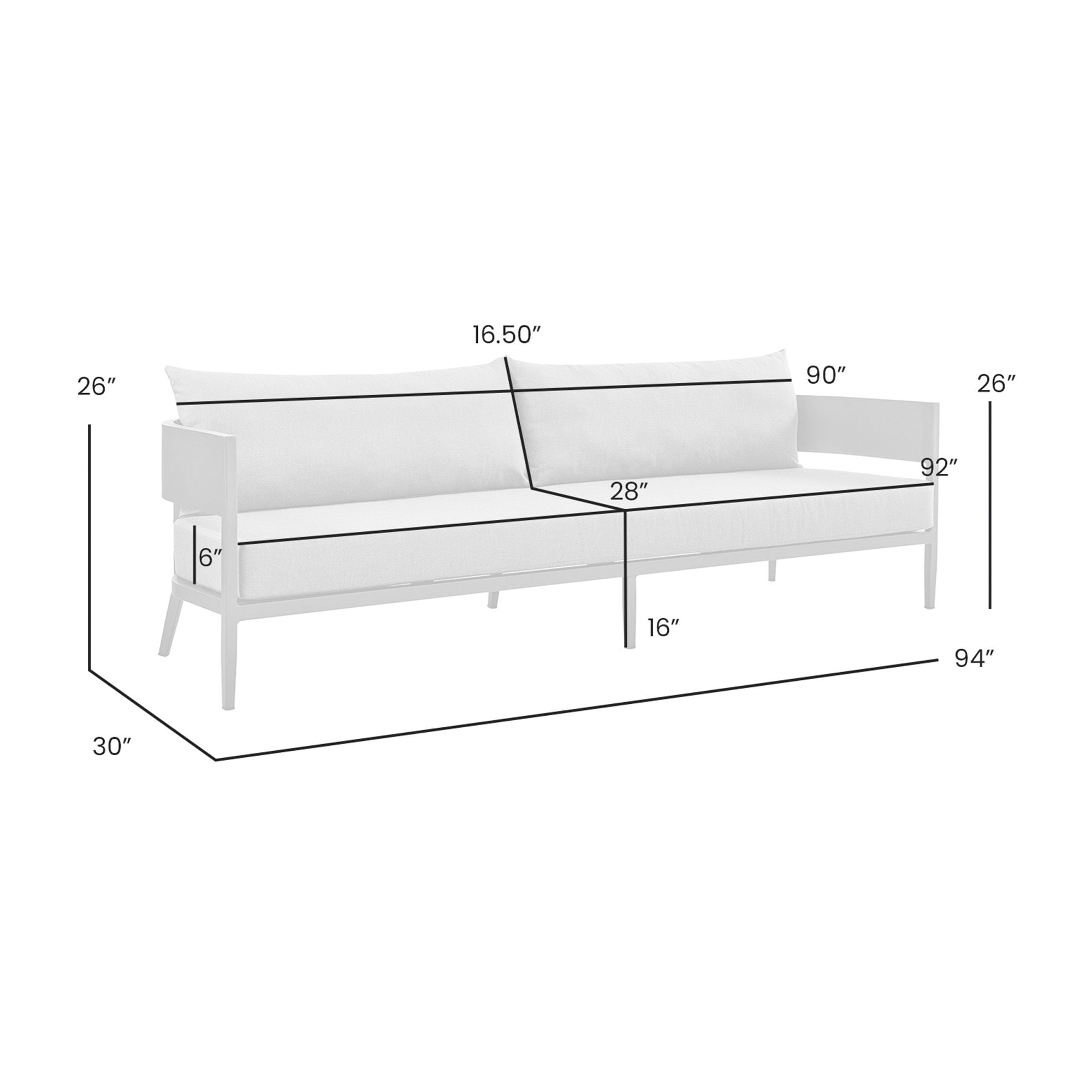 Menorca - Aluminum Outdoor Sofa - Dark Gray
