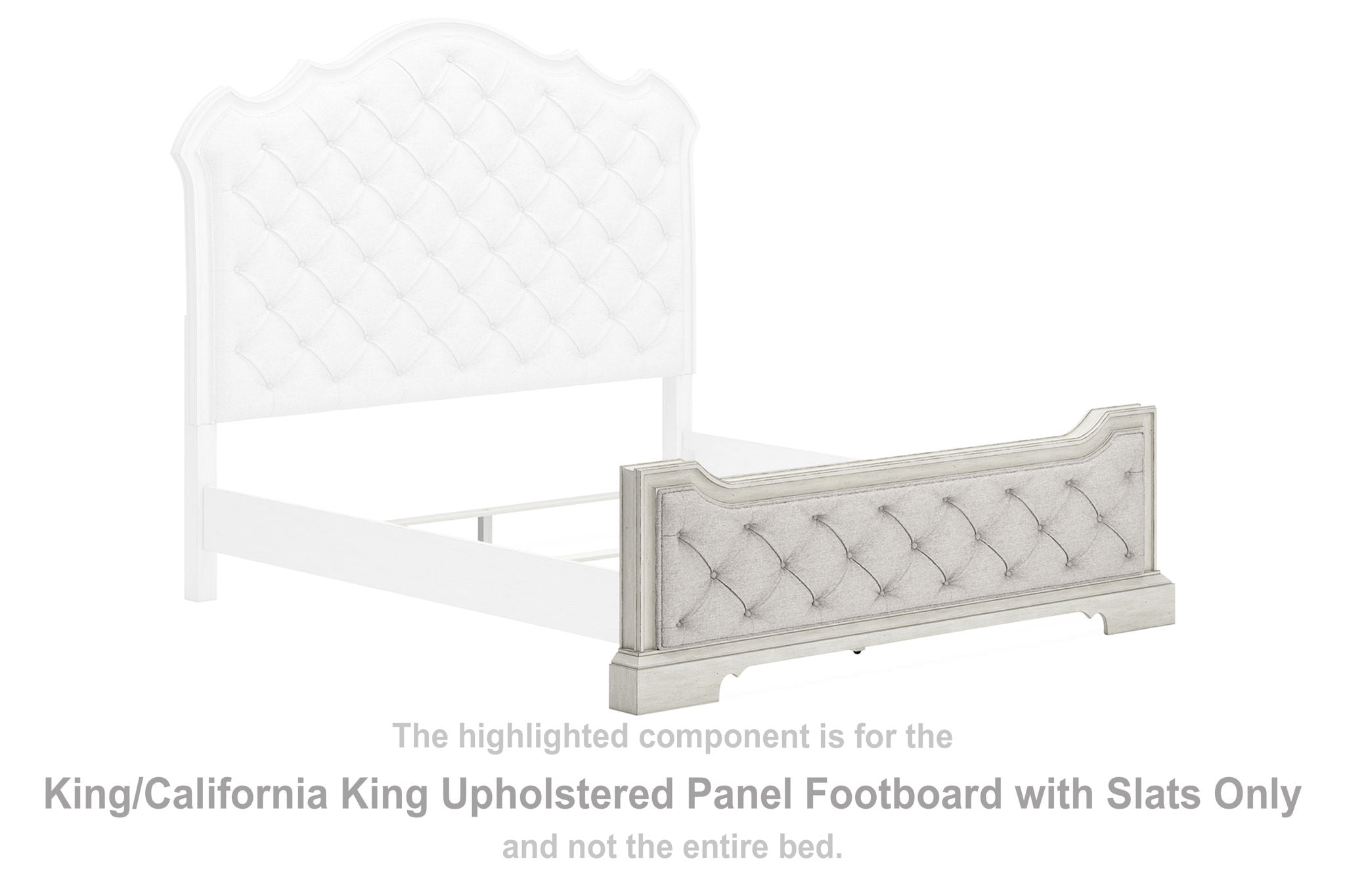 Arlendyne - King / Cal King Upholstered Panel Footboard With Slats - Antique White