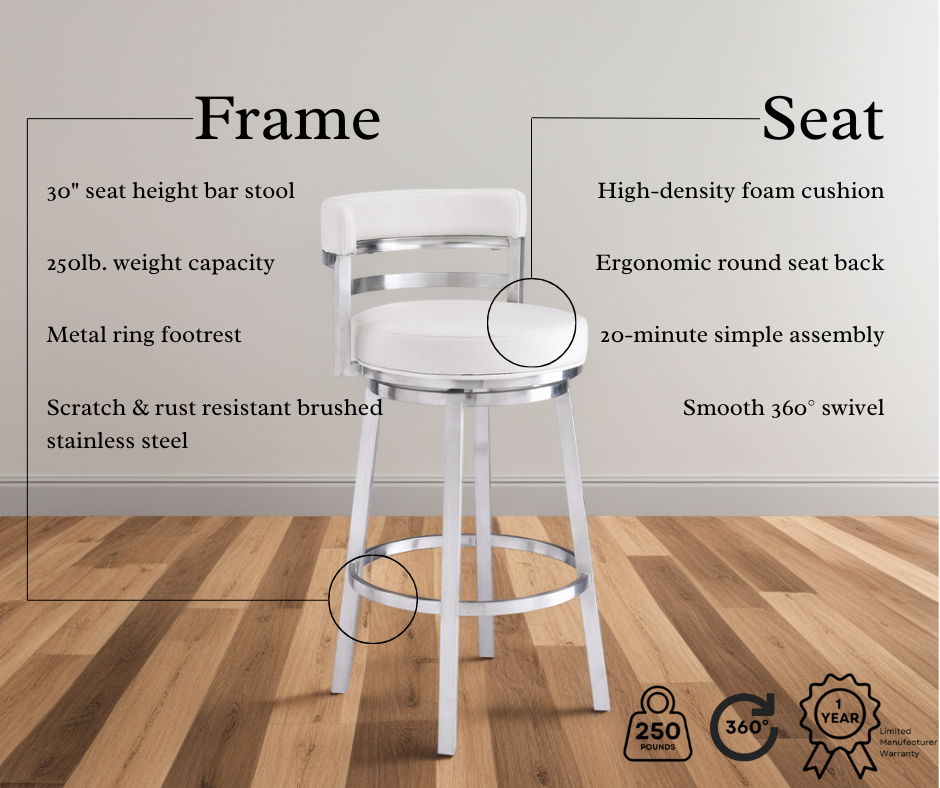 Madrid - Swivel Stainless Steel Bar Stool