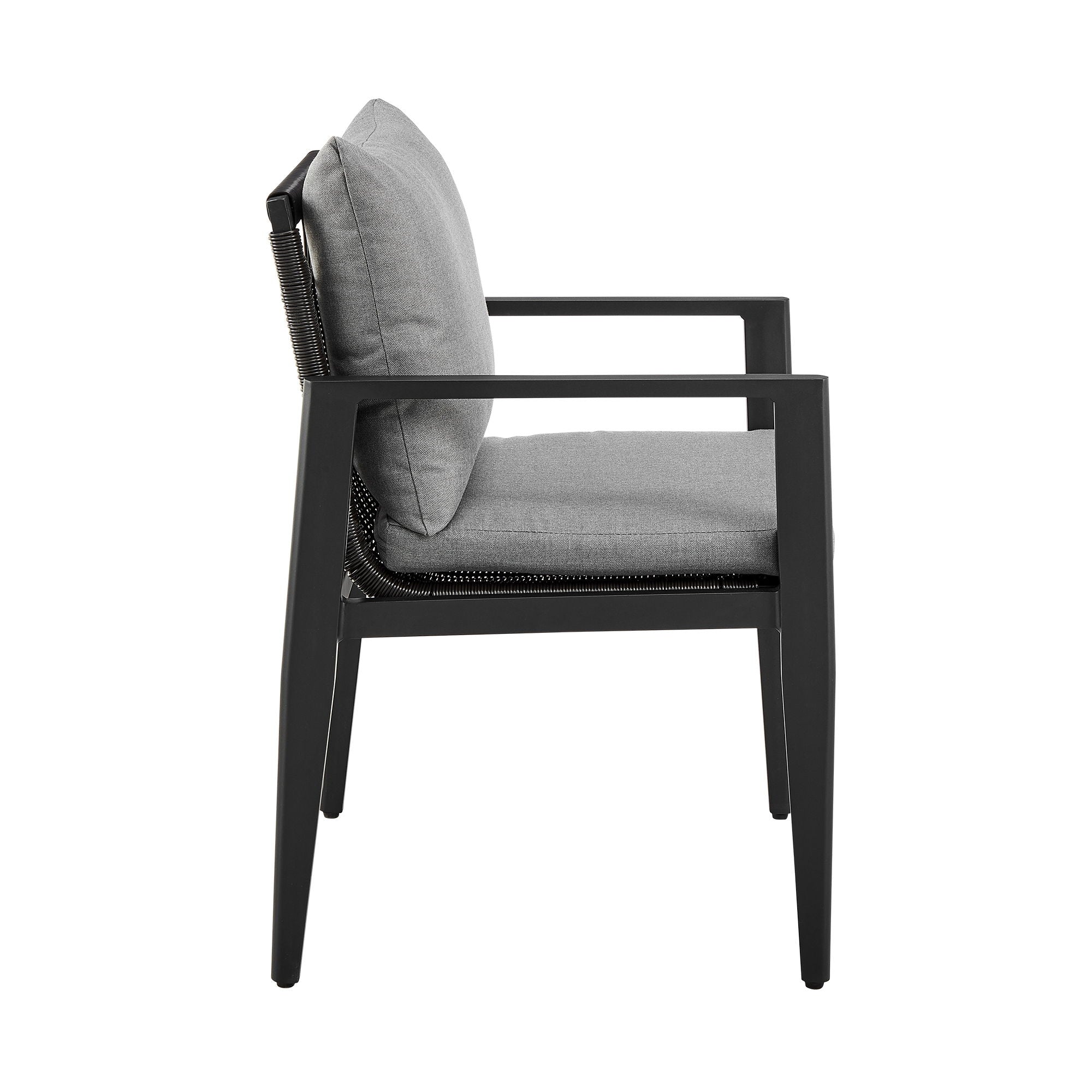 Cayman - Outdoor Patio Dining Chairs With Arms In Aluminum With Gray Cushions - (Set Of 2)