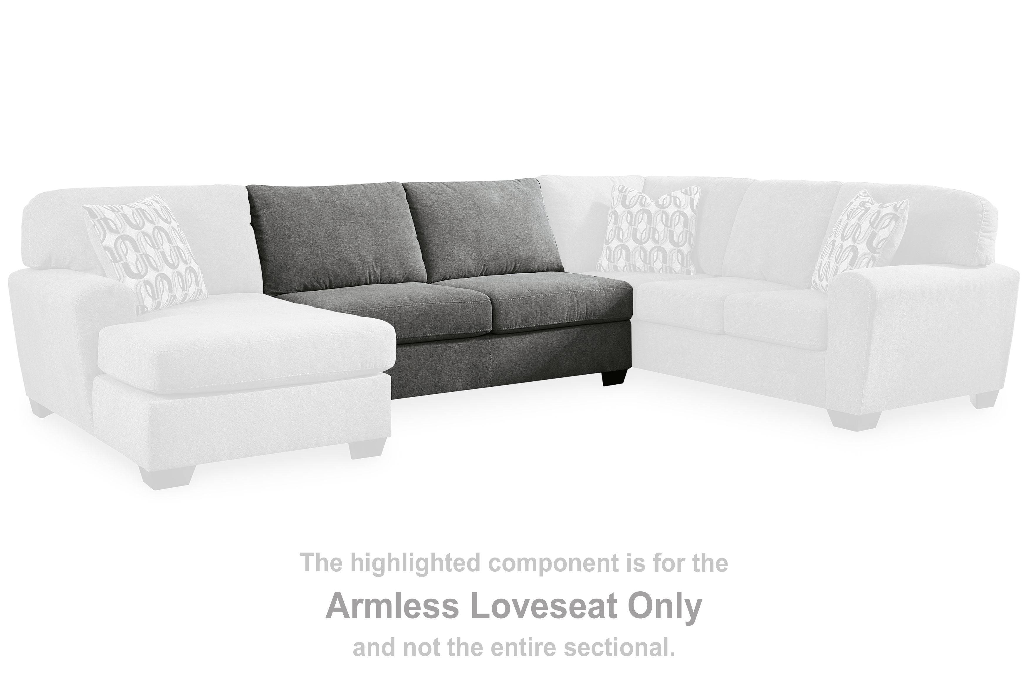 Birkdale Court - Armless Loveseat - Gray