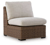 Dolan Creek - Armless Chair With Cushion - Beige / Brown