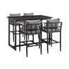 Orlando - Outdoor Patio 5-Piece Bar Table Set In Aluminum With Gray Cushions