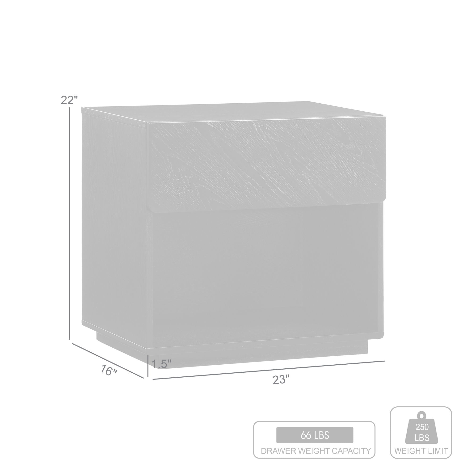 Petra - 1 Drawer Wood Nightstand - Black