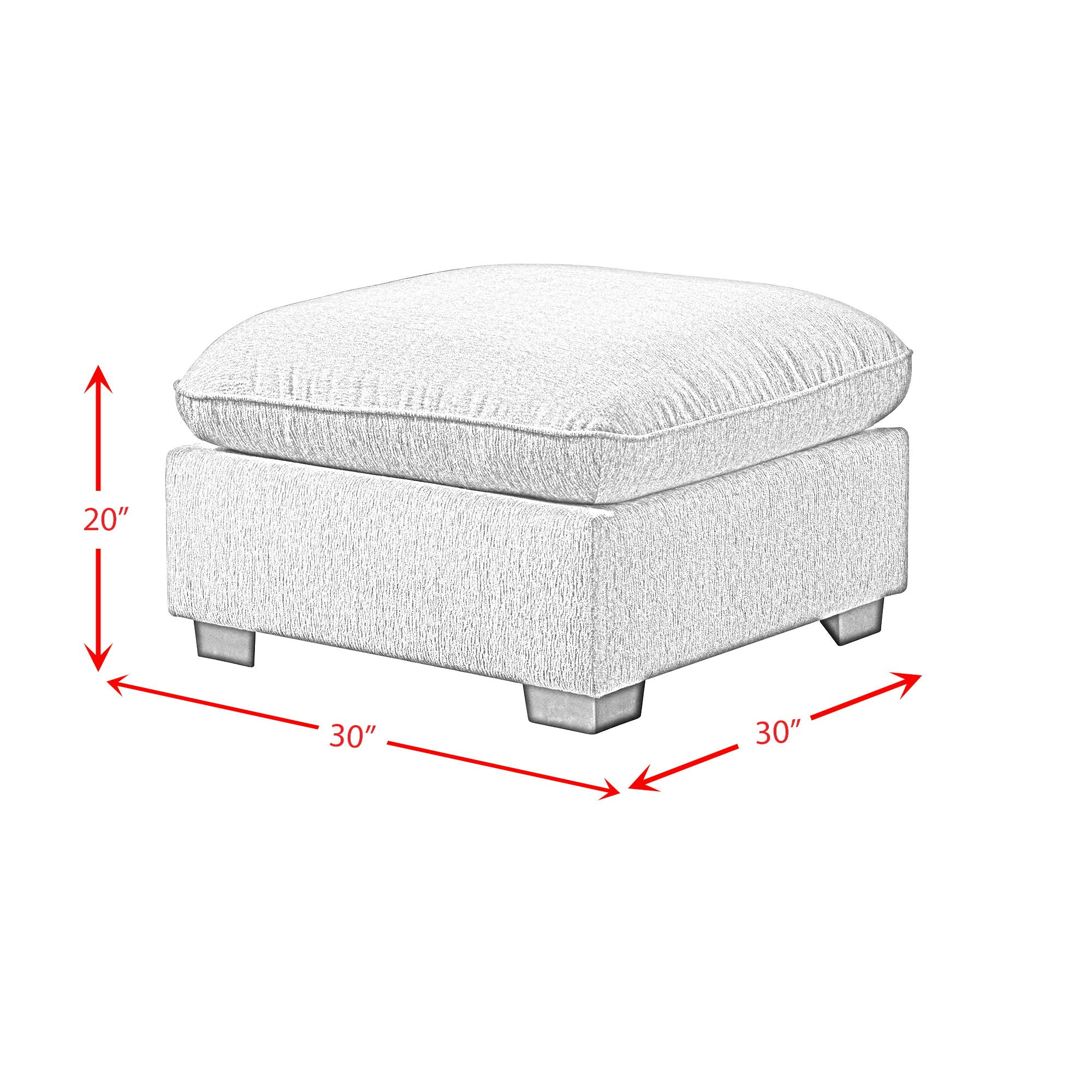 Deville - Modular Ottoman - Nova Gray
