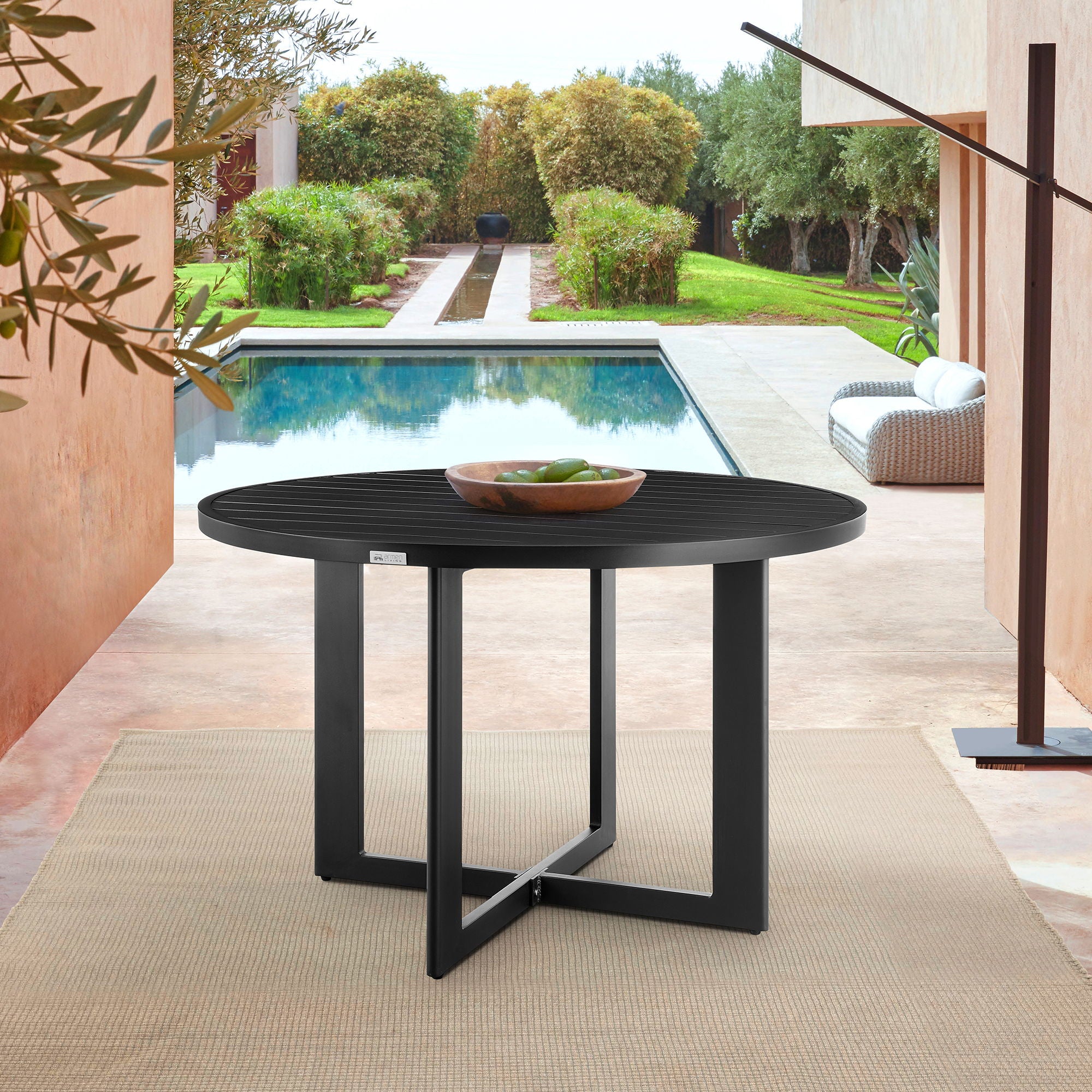 Cayman - Outdoor Patio Round Dining Table - Black