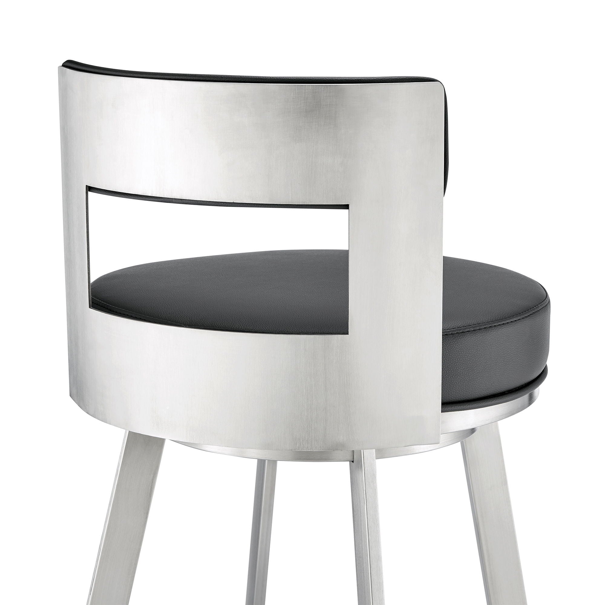 Lynof - Swivel Bar Stool - Brushed Stainless Steel Finish