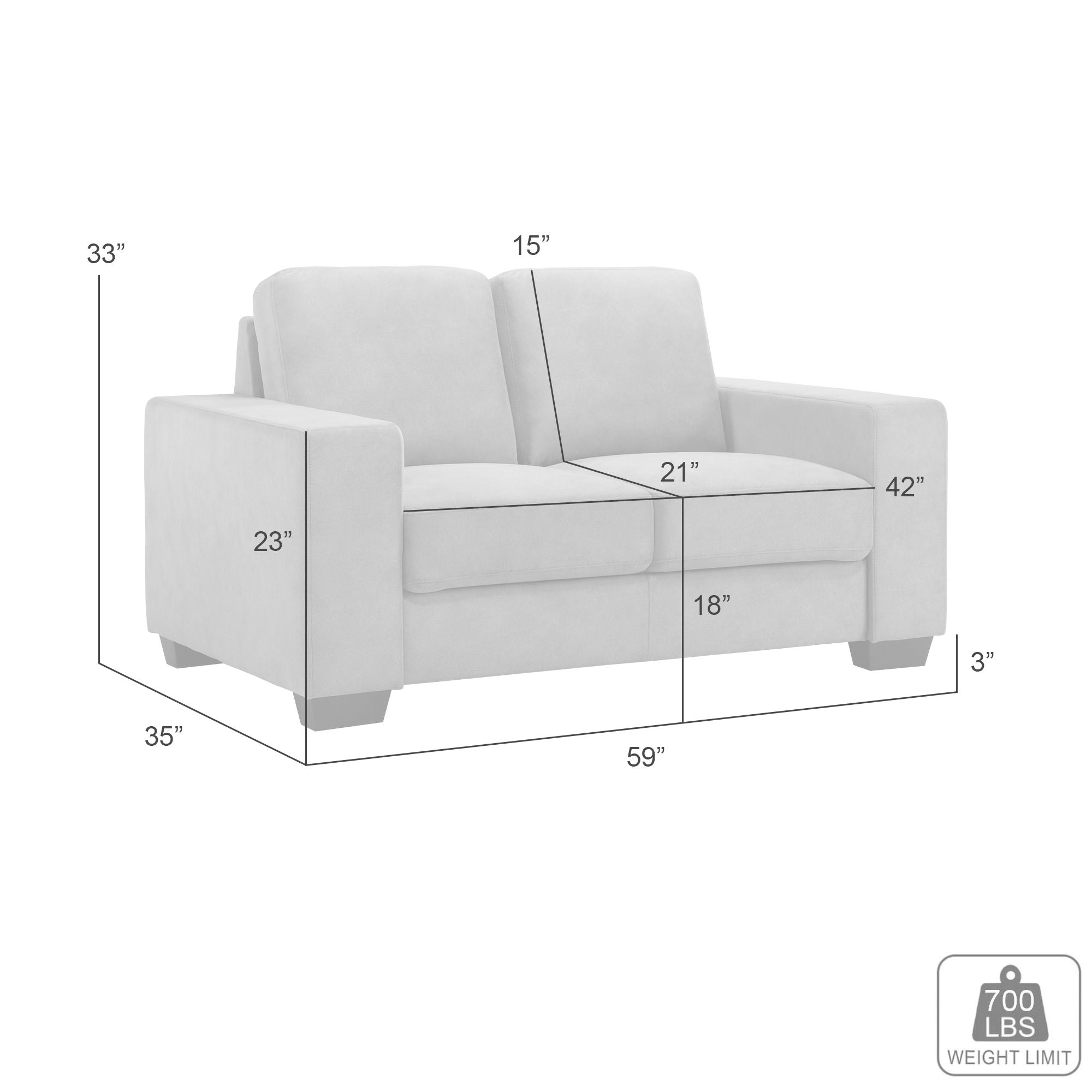 Yvonne - Fabric Loveseat With Track Arms