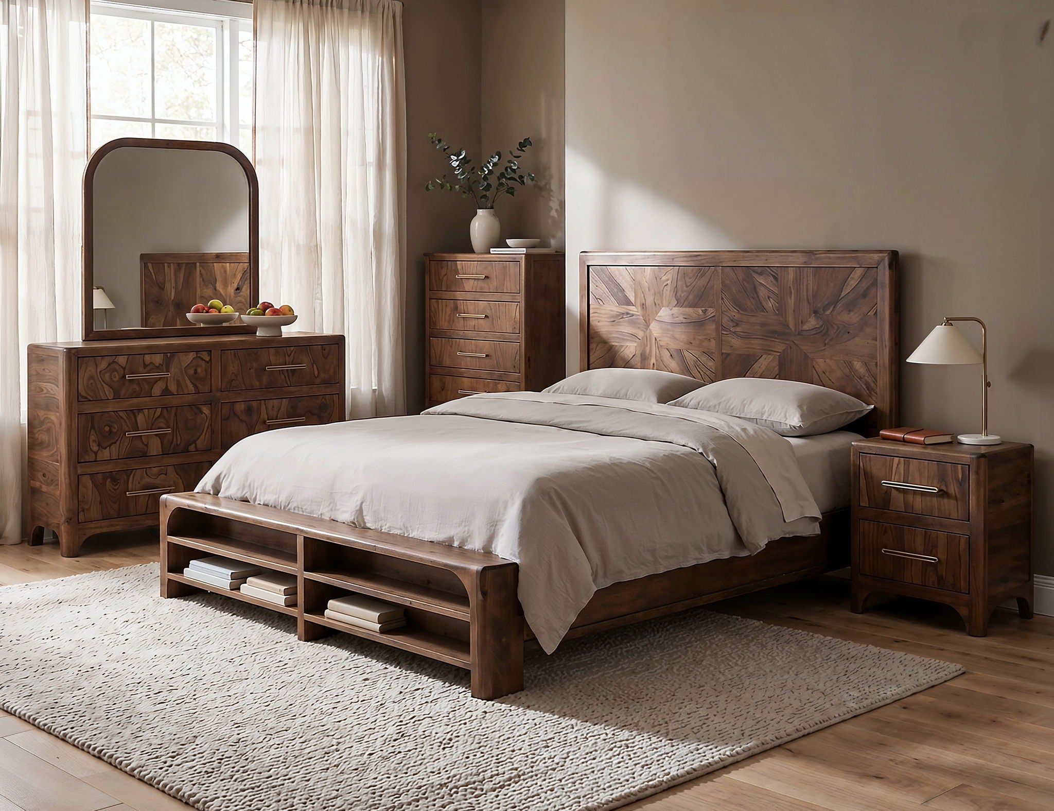 Praga - 6-Drawer Dresser - Almond / Barrel Brown