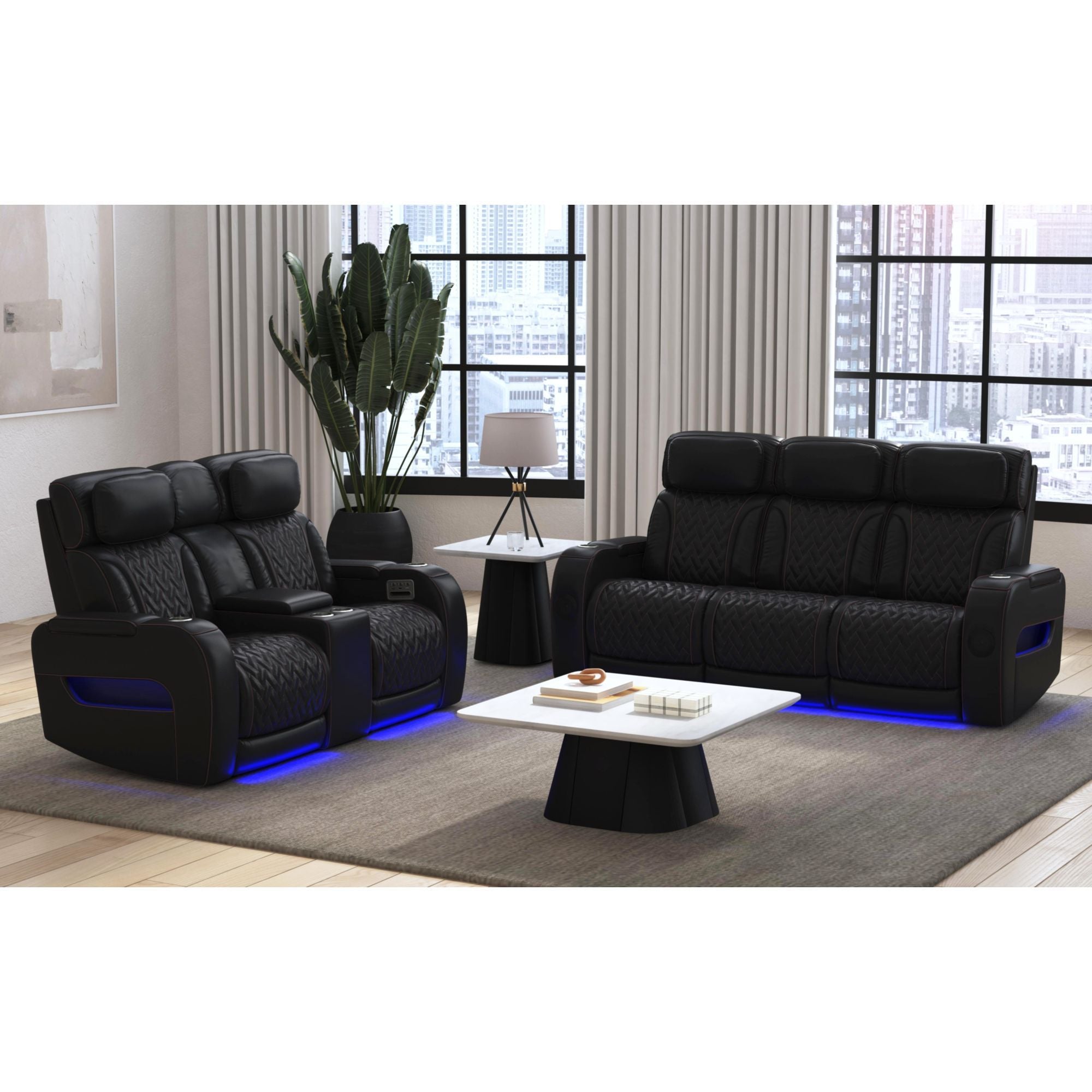 Prime Time - P3 Sofa With I Table, Reading Light, Heat, Massage, LED, And Speaker
