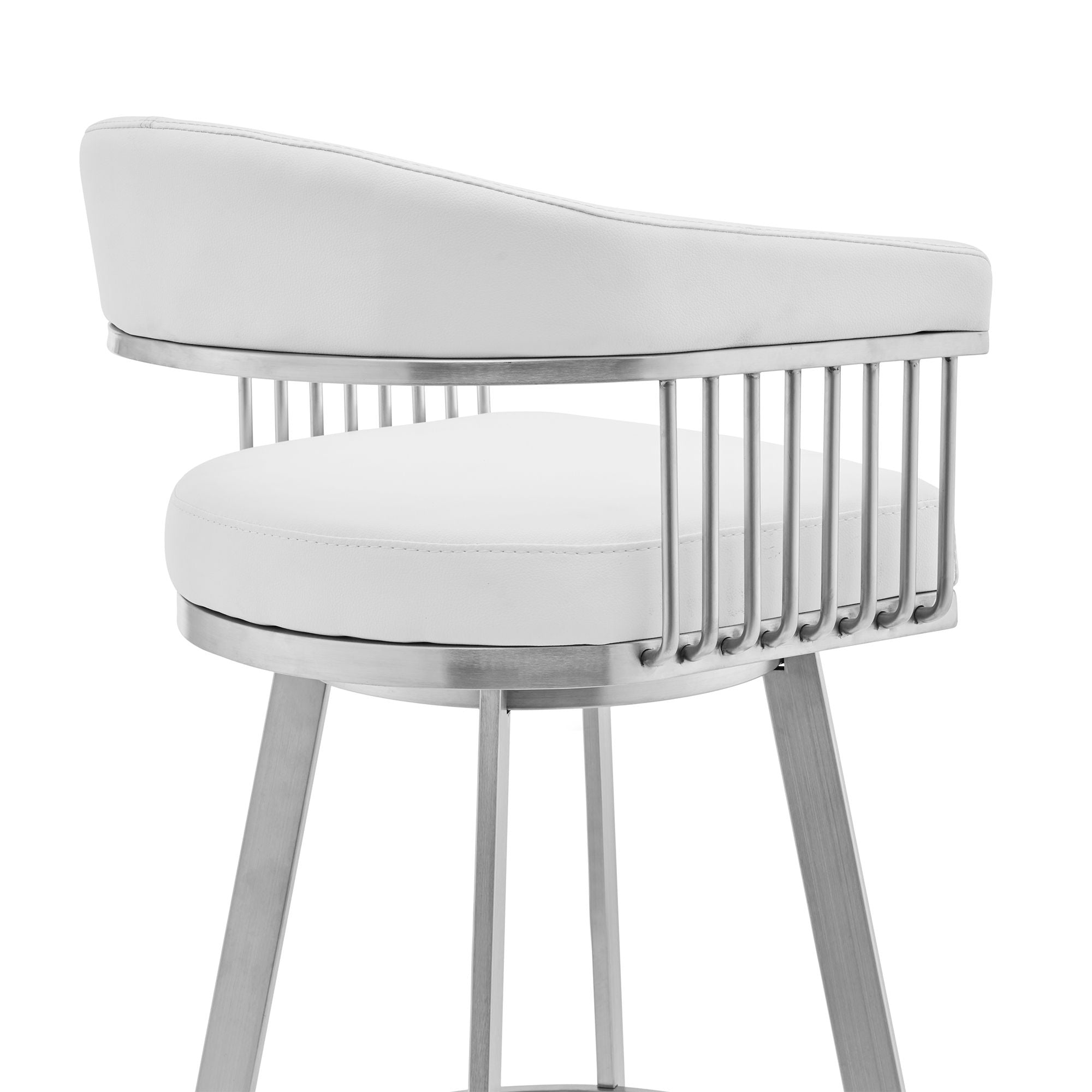 Bronson - Faux Leather And Brushed Stainless Steel Swivel Bar Stool