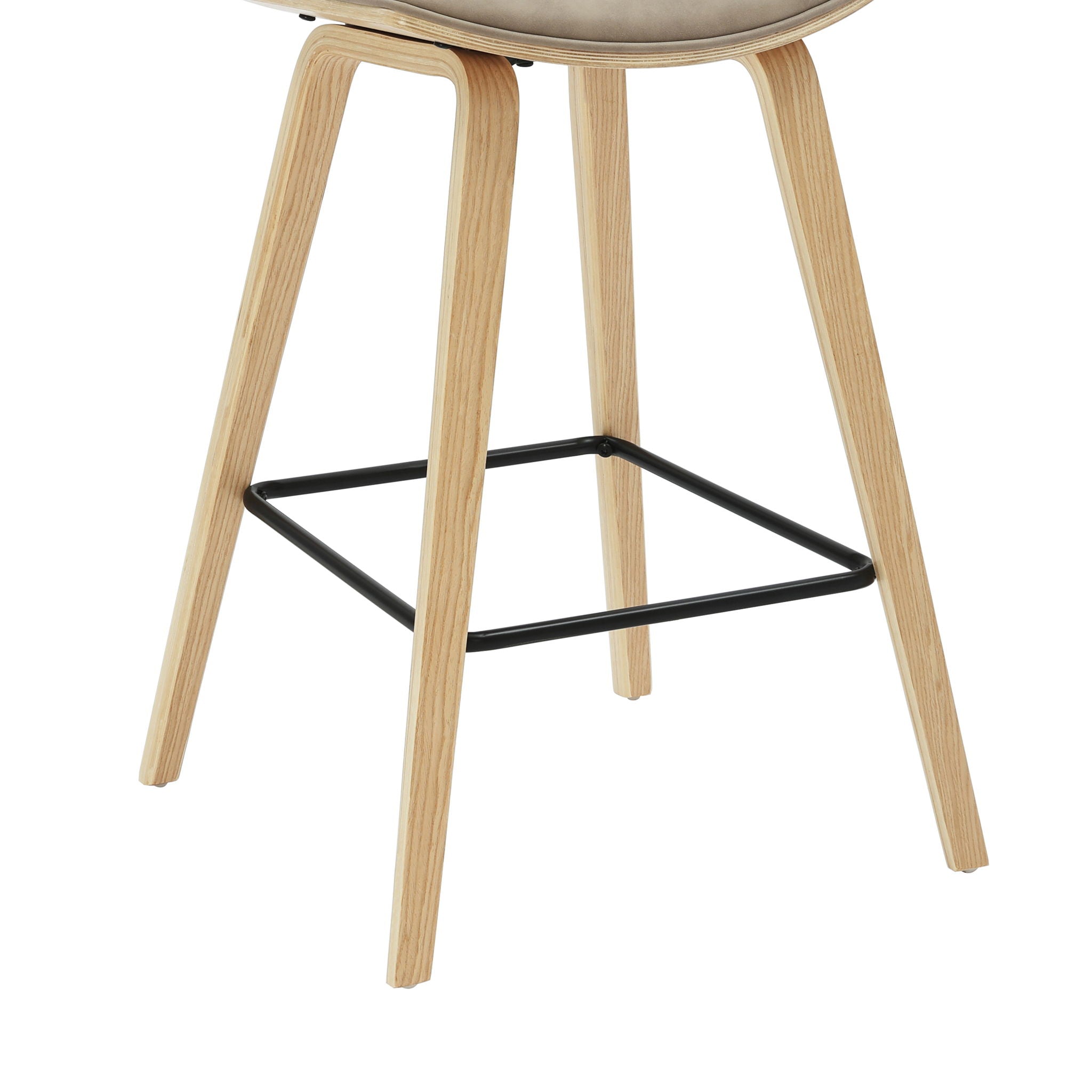 Fox - Counter Height Curved Back Wood Bar Stool With Faux Leather Seat