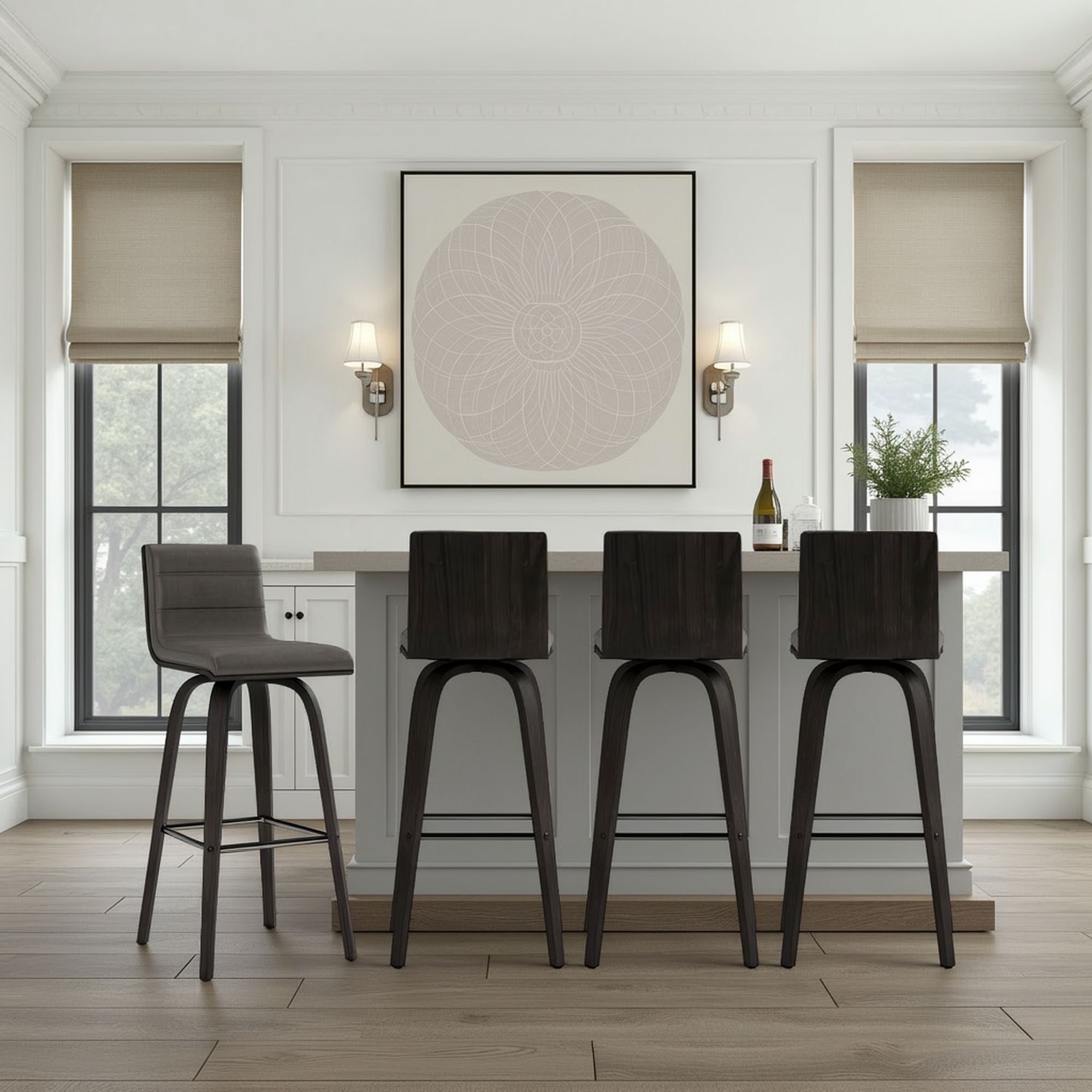 Vienna - 30" Swivel Bar Stool - Black Wood