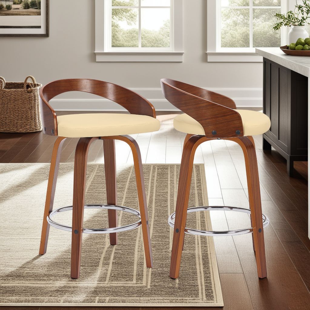 Sonia - 26" Counter Height Swivel Bar Stool - Walnut Wood