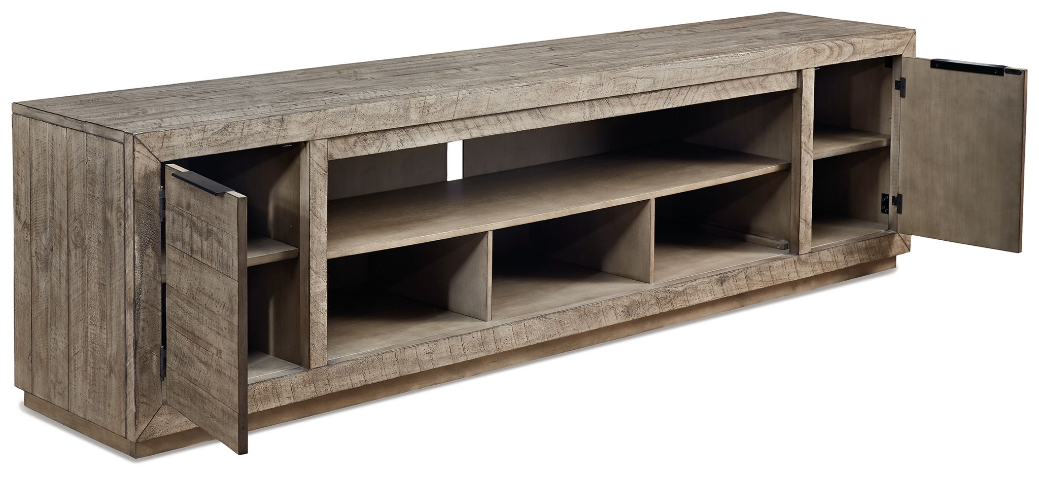 Krystanza - XL TV Stand w/Fireplace Option - Weathered Gray
