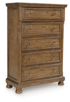 Feddinger - Five Drawer Chest - Medium Brown