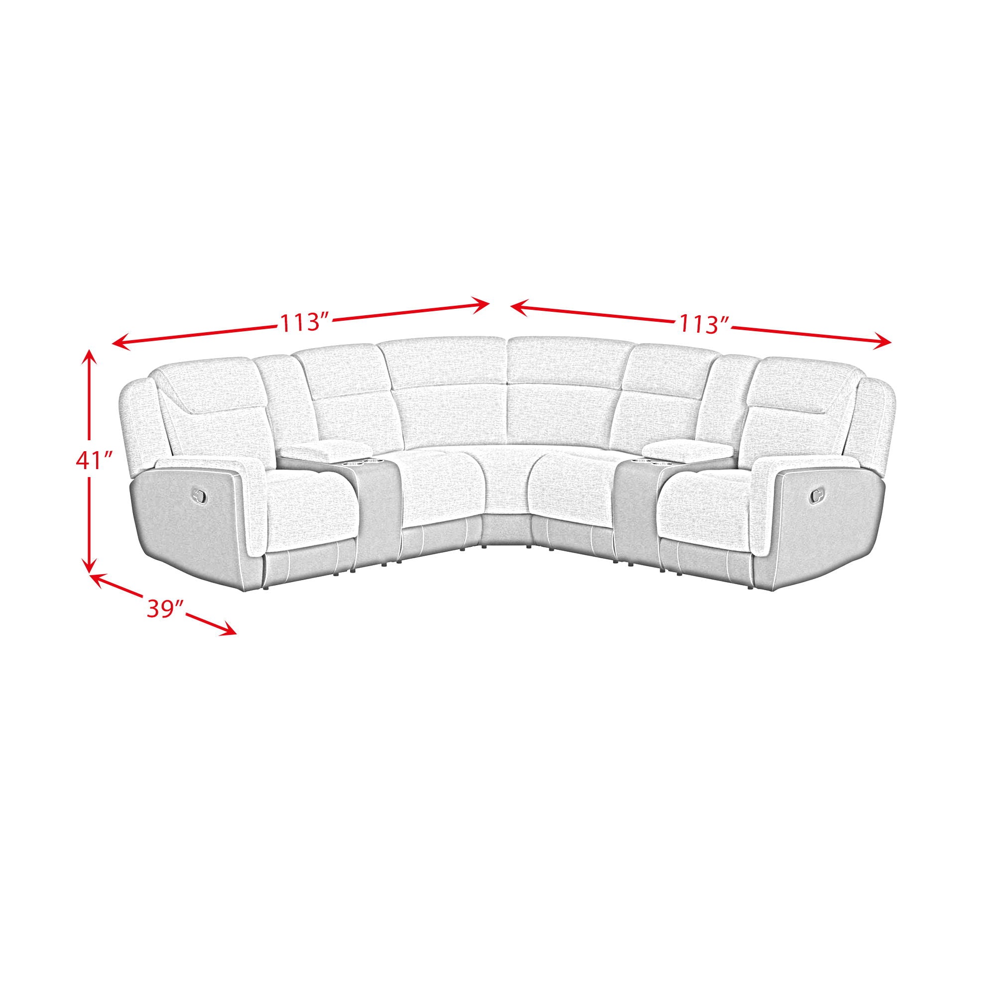 Hornet - 3 Piece Motion Sectional Set With Console And 2 Recliners