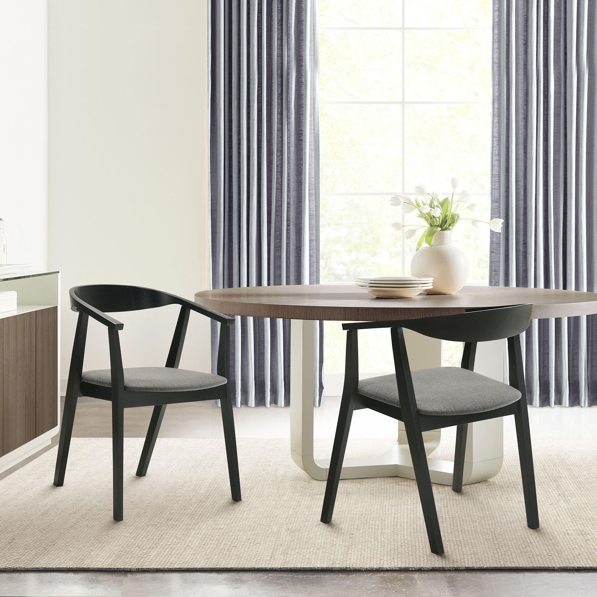 Santana - Wood Dining Chair With Black Frame