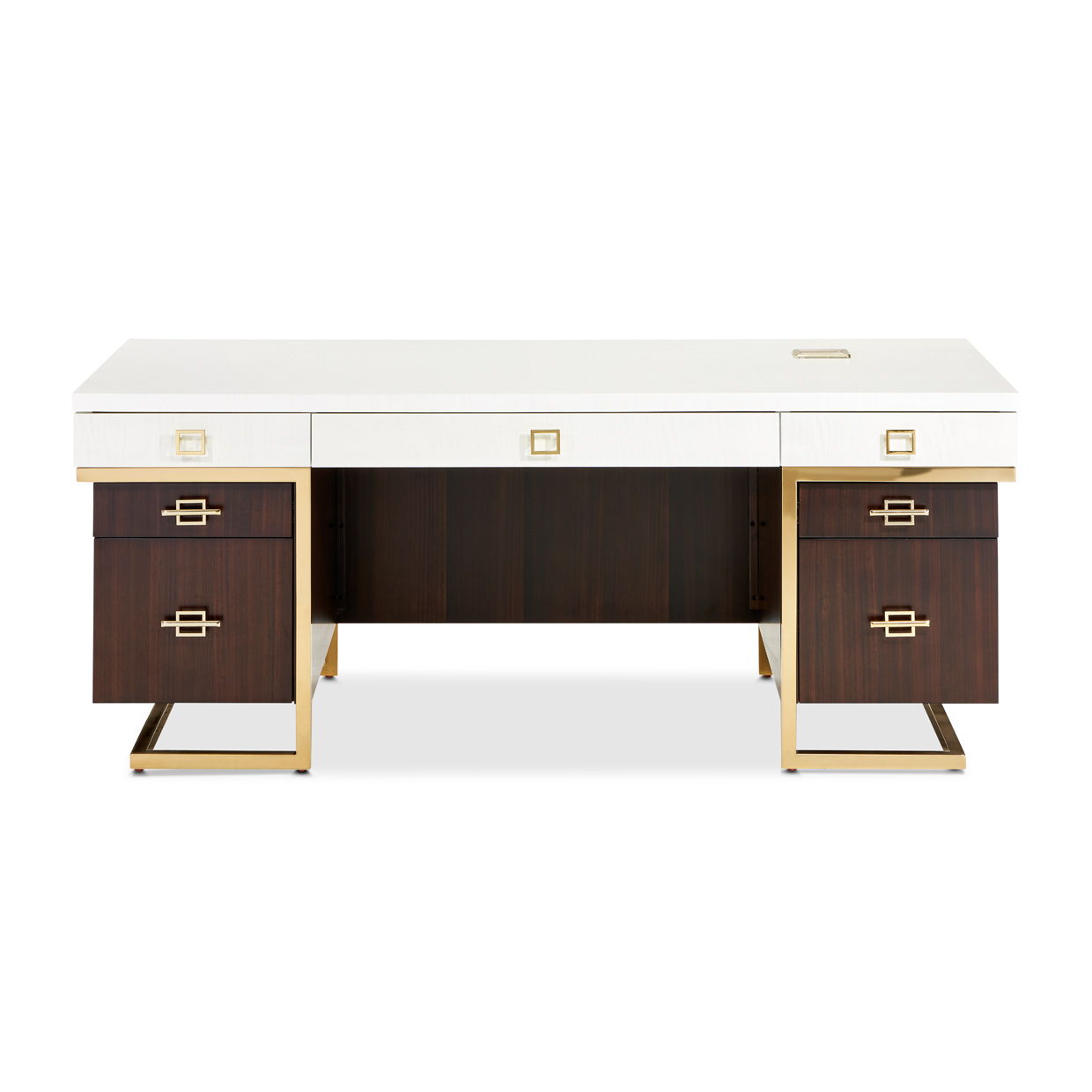 Belmont Place - Desk - White / Dark Brown