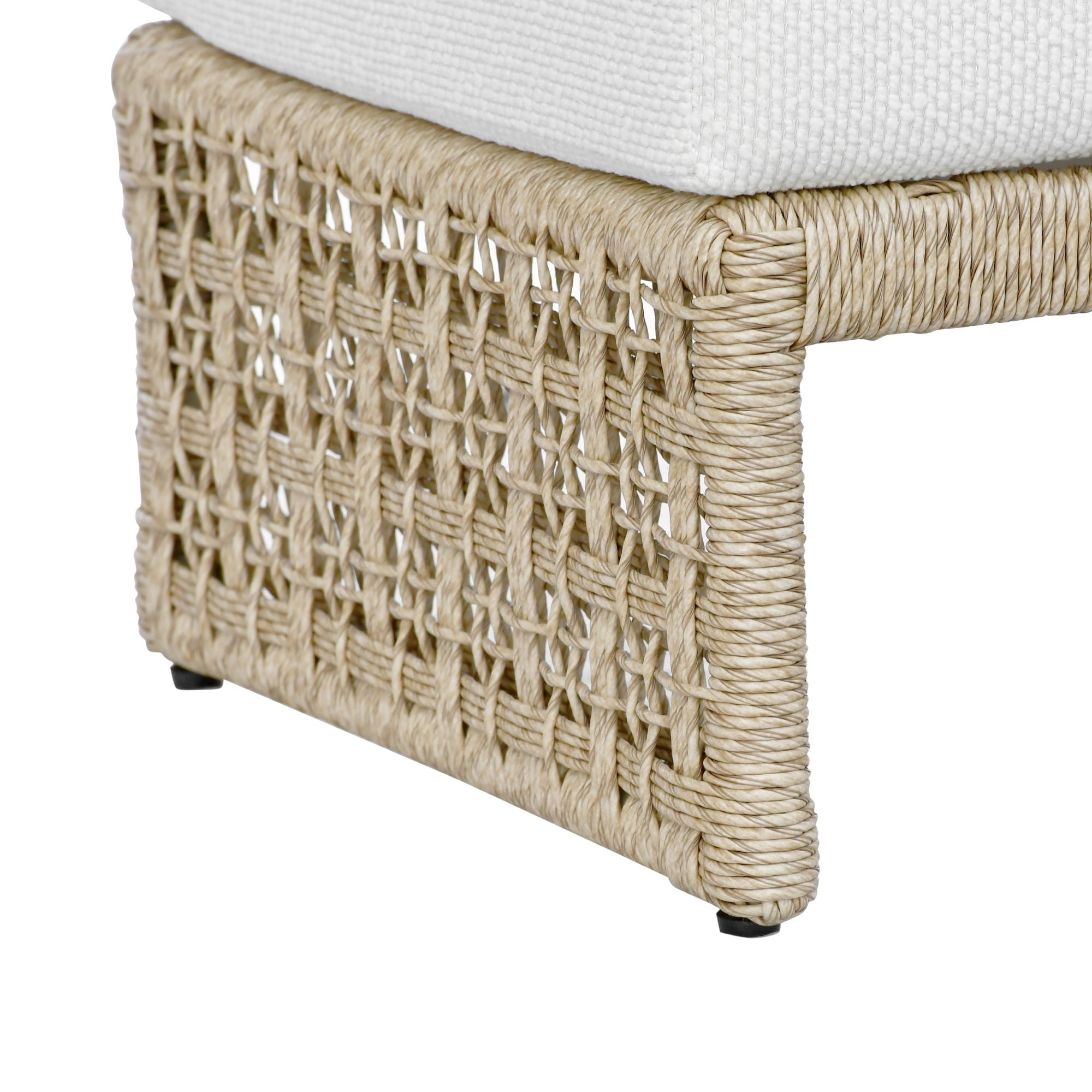 Driftbay - Outdoor Club Chair And Ottoman Set - White / Natural