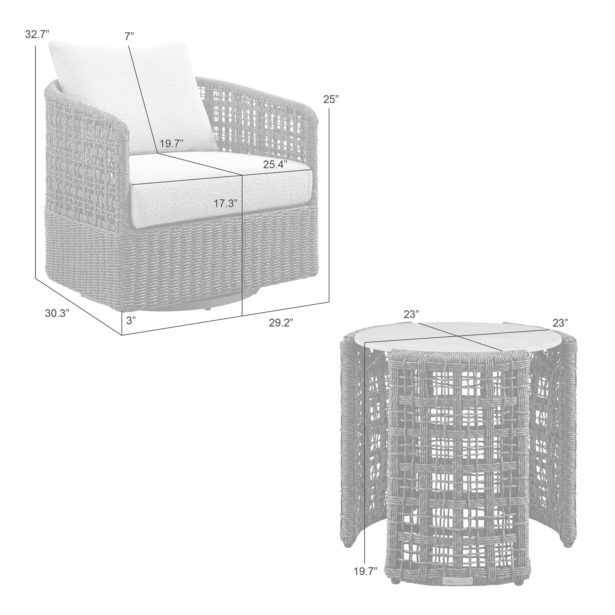 Driftbay - Powder Coated Metal Outdoor Conversation Set With Cushions