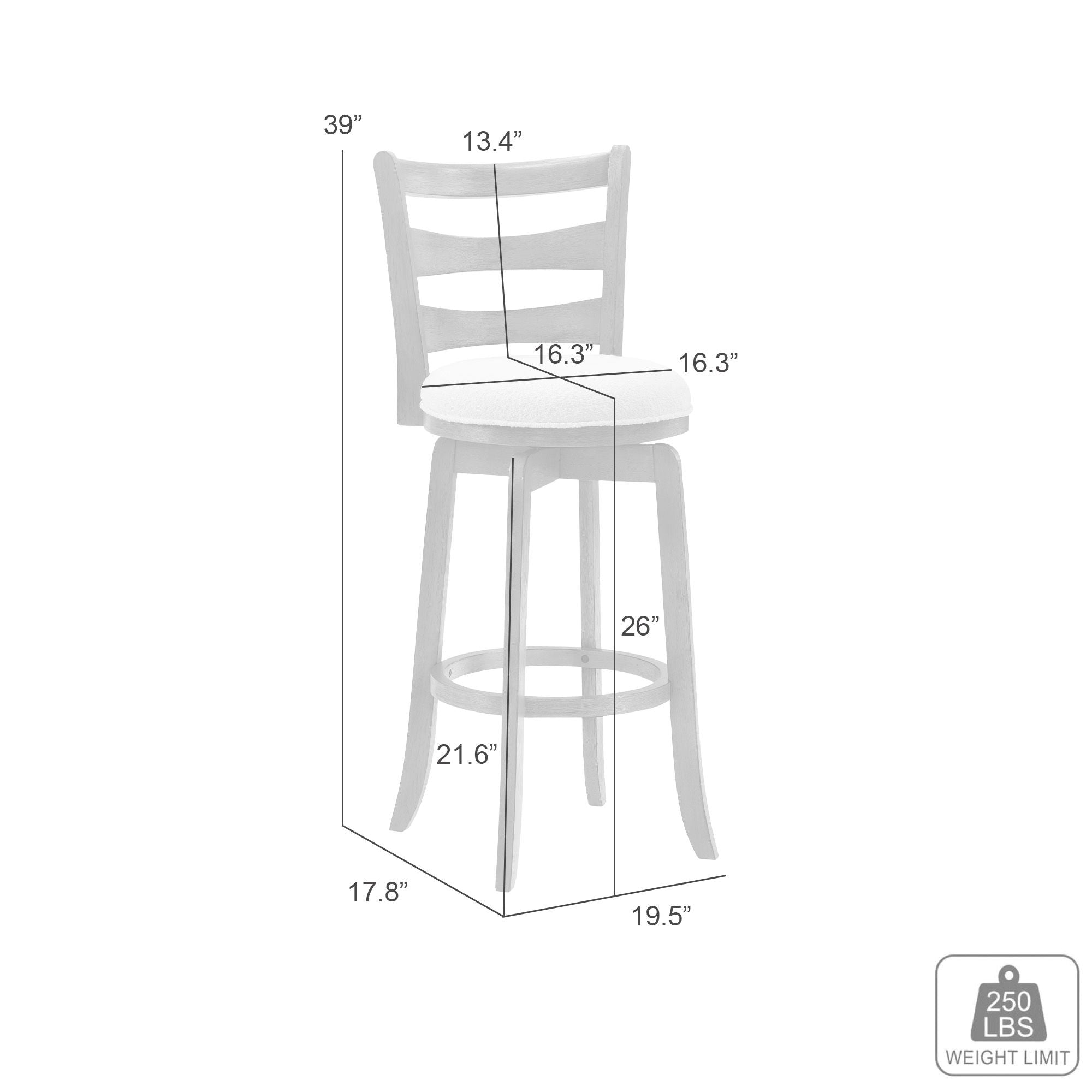 Melindra - Modern Farmhouse Swivel Wood Counter Height Kitchen Bar Stool