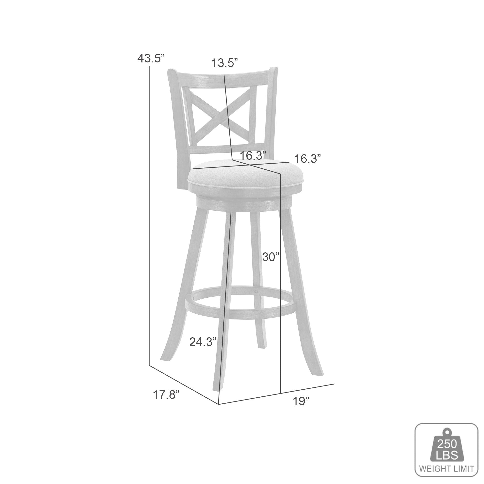 Kodi - Modern Farmhouse Swivel Wood Bar Height Kitchen Bar Stool