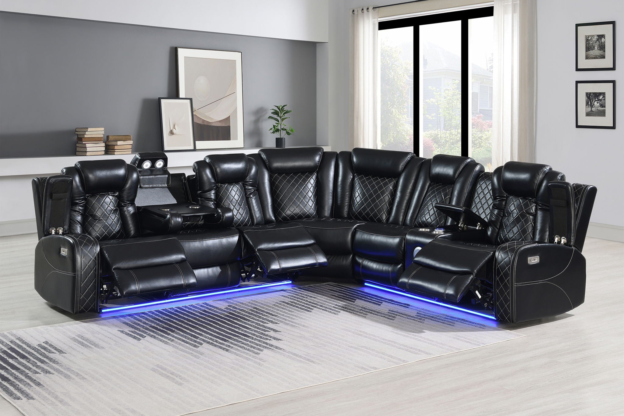 Orion II - LAF Sofa With Power Headrest & Footrest - Black