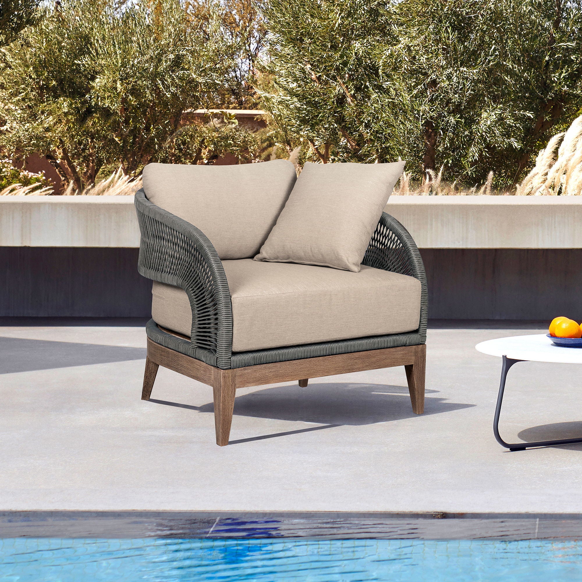 Orbit - Outdoor Patio Chair - Weathered Eucalyptus / Taupe