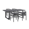 Menorca - Outdoor Patio 5-Piece Dining Table Set In Aluminum With Gray Cushions